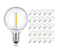 SCNNC 25 Pack 1W E12 G40 LED Bulbs Outdoor Waterproof 220V Warm White 2700K, Mains Powered G40 Replacement Globe Bulb Garden Outdoor Lights Festoon String for Garden Party