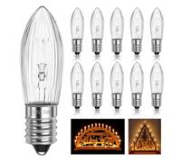 SCNNC E10 Candle Light Bulbs 14V 3W, Candle Arch Bridge Bulb Replacement Warm White 2700K, E10 Tapered Candle MES Spare Christmas Bulb for Candle Bridge Arch Fairy Lights Candlestick, Pack of 10