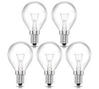 SCNNC E14 Oven Bulb 40 W 300°C Heat Resistant 230V, G45 Oven Light Bulb Dimmable 2700K, Clear Globe P45 E14 SES Golf Ball Light Bulb for Microvace, Cooker, Wax Melt Burner, Pack of 5