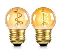 SCNNC E27 Vintage Golf Ball Bulb G40 LED Filament Amber 1W 230V Warm White 2200K, 10W Equivalent, Mini Globe G40 E27 Low Watt Decorative LED Night Light Bulbs for Chandeliers, Non Dimmable, 2 Pack
