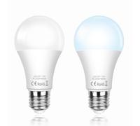 SCNNC LED Dusk Till Dawn Sensor Light Bulb ES E27 A60 12W, Automatic ON/Off, Cool White 6000K Light Sensitive Bulbs Outside, E27 Dusk to Dawn LED Light Bulb for Porch Hallway Patio, 2 Pieces