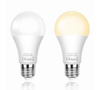 SCNNC LED Dusk Till Dawn Sensor Light Bulb ES E27 A60 12W, Automatic ON/Off, Natural White 4000K Light Sensitive Bulbs Outside, E27 Dusk to Dawn LED Light Bulb for Porch Hallway Patio, 2 Pieces