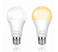 SCNNC LED Dusk Till Dawn Sensor Light Bulb ES E27 A60 12W, Automatic ON/Off, Warm White 3000K Light Sensitive Bulbs Outside, E27 Dusk to Dawn LED Light Bulb for Porch Hallway Patio, 2 Pieces