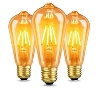 SCNNC Vintage LED Bulb Filament ST64 4W E27 Dimmable, 230V 400LM Warm White 2700K, Replace 40W Incandescent, 4 Watt LED Antique Retro Amber E27 Decorative Bulb for Cafe, Bar, Restaurant, Pack of 3