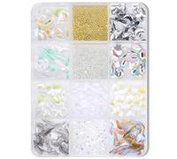 Scnvsi 12 Grids 3D Bows Nail Charms Mixed Shape Nails Art Gems Bowknot Nails Art Charms Nails Art Decorations for Women Girls