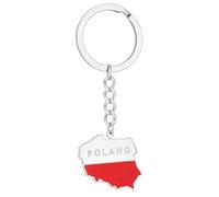 Scnvsi Exquisite Poland Flag Keyring Long Lasting Poland Map Keychain Fading Titanium Steel Key Holder for Travelers
