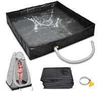 SCNZD Foldable Shower Base, Portable Mobile Shower Camping Shower Tray with Removable Drain Pipe, 104 x 104 x 13 cm Large Shower Tent Camping Shower Base for Indoor Outdoor Shower Camping