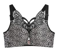 SCOCCA Womens Large Size Wire-Free Push Up Bra Seamless Front Closure Lace Butterfly Beauty Back High Support Daily Bra