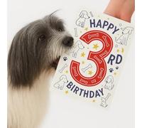 Scoff Paper 3rd Birthday Card For Dog, Edible Happy Birthday Dog Card - The Card Your Dog Can Eat! Happy Birthday 3rd, Single A5, Chicken Flavoured Card. Ideal Treat, Snack, Gift Or For Your Pet