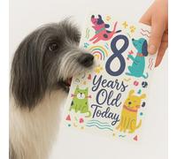 Scoff Paper 8th Birthday Card For Dog, Edible Happy Birthday Dog Card - The Card Your Dog Can Eat! Happy Birthday 8th, Single A5, Chicken Flavoured Card. Ideal Treat, Snack, Gift Or For Your Pet