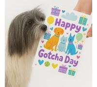 Scoff Paper Edible Dog Gotcha Card - The Anniversary Card Your Dog Can Eat! HAPPY GOTCHA DAY, Single A5, CHICKEN Flavoured Card. Ideal Treat, Snack, Gift Or For Your Pet