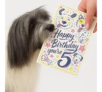 Scoff Paper Edible Happy Birthday Dog Card - The Card Your Dog Can Eat! Happy Birthday 5, Single A5, Bacon Flavoured Card. Ideal Treat, Snack, Gift Or For Your Pet