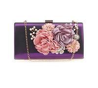 SCOFY FASHION Wedding Floral Clutch Bag for Women Party Flower Evening Bags Chic Chain Crossbody Bags Elegant Purses and Handbags (Purple)