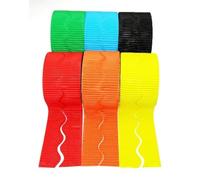 Scola Corrugated Border Roll, 6 Assorted Colours Rolls, 57mm x 15m, School Supplies, Display Boards, Art and Crafts Projects, For Schools and Home Schooling