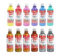 Scola Readymix Water Based Tempera Paint, 12 Pearlescent/Metallic Colours, 300ml Bottles, Safe Non-Toxic Poster Paints, Craft Projects, Suitable for 3+