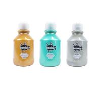 scola Readymix Water Based Tempera Paint, 3 Assorted Metallic Colours, 150ml Bottles, Non-Toxic Poster Paints, Craft Projects, Suitable for 3+