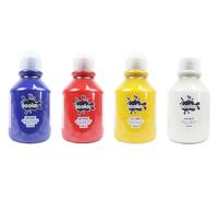Scola Readymix Water Based Tempera Paint, 4 Assorted Primary Colours, 150ml Bottles, Non-Toxic Poster Paints, Craft Projects, Suitable for 3+