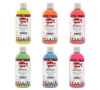 Scola Readymix Water Based Tempera Paint, 6 Fluorescent Colours, 300ml Bottles, Safe Non-Toxic Poster Paints, Craft Projects, Suitable for 3+