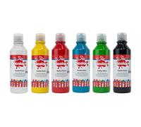 Scola Textile Fabric Paint, 6 Assorted Colours, 300ml Bottles, School Supplies, Art and Crafts Projects, Children's Craft Projects, Ideal for Kids