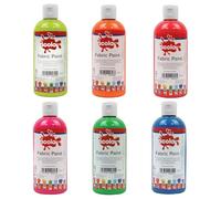 Scola Textile Fabric Paint, 6 Assorted Fluorescent Colours, 300ml Bottles, School Supplies, Art and Crafts Projects, Children's Craft Projects, Ideal for Kids