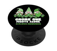Scoliosis Awareness Gnome One Fights Alone Wear Green Ribbon PopSockets Adhesive PopGrip