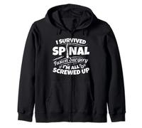 Scoliosis Warrior Funny Scoliosis Surgery Recovery Zip Hoodie
