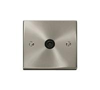 Click Scolmore Deco Satin Chrome 1 Gang Coaxial Outlet With Black - VPSC065BK