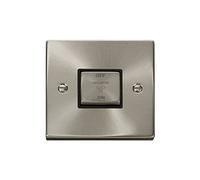 Click Deco VPSC520BK Victorian 10A Ingot 3 Pole Fan Isolation Plate Switch - Satin Chrome (Black)