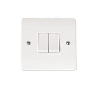 Scolmore 10A 2 Gang 2 Way Plate Switch, CMA012