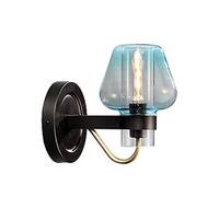 Sconce Fixture Post-Modern Wall Lamp Simple Bedroom Bedside Lamp Creative Iron Clear Glass Wall Light Personality Study Living Room Led Lamp Stairway Corridor Wall Sconce Indoor Home/Blue (Blue)