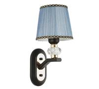 Sconces Lighting Creative Wall Lights Crystal Wall Lamp with Blue Fabric Shade Wall Sconce E27 Vanity Light Metal for Living Room Wall Lantern for Any Space Made in China