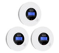 Scondaor Smoke and Carbon Monoxide Detector Combo with LCD Display, 10-year Life Smoke Alarms for Home, Replaceable AA Battery Included, Smoke & CO Alarm Detector with Test/Silence Button (3 Pack)