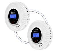 Scondaor Wireless Interconnected Combination Smoke and Carbon Monoxide Detector with LCD Display & 10-Year Battery, Pre-Linked Smoke Alarms for Home, Smoke CO Alarm with Test/Silence Button (2 Pack)