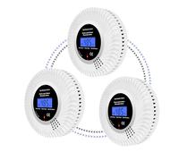 Scondaor Wireless Interconnected Combination Smoke and Carbon Monoxide Detector with LCD Display & 10-Year Battery, Pre-Linked Smoke Alarms for Home, Smoke CO Alarm with Test/Silence Button (3 Pack)