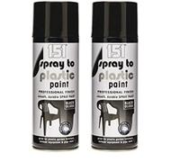 Sconosciuto Spray to Plastic Paint Professional Finish Smooth Durable Spray Paint 400ml Gloss (Black) (Pack of 2)
