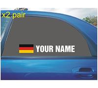 SCOOBY DESIGNS YOUR NAME RALLY RACE CAR WINDOW STICKER DECAL WITH GERMANY GERMAN FLAG IN WHITE X2