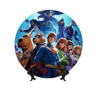 Scooby Doo and Superheroes Bone China Decorative Plate with Stand and Hook Ceramic Dinner Plates Art Porcelain Plate for Home Office Wall Decor Collections 6in