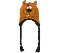 Scooby Doo Beanie Hat, Peruvian Winter Knit Cap with 3D Ears and Tassels, Brown, One Size