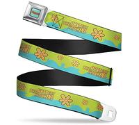 Scooby Doo Belt, Seatbelt Buckle Belt, Scooby Doo The Mystery Machine Paint Job Green Aqua Orange, Adjustable, Scooby Doo, 1.0" Wide - Fits Pant Size 20-36