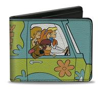 Scooby Doo Bifold Wallet - Group Driving Mystery Machine Side Pose, Blue, Vegan Leather, 4.0" x 3.5", Classic
