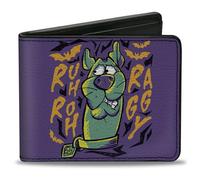 Scooby Doo Wallet, Bifold, Scooby Doo Scared Pose Ruh Roh Raggy Purple Yellow, Vegan Leather