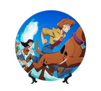 Scooby DOO Bone China Decorative Plate with Stand and Hook Ceramic Dinner Plates Art Porcelain Plate for Home Office Wall Decor Collections 10in