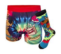 Scooby Doo Boxer Socks Set - Mens Sock & Underwear Combo Set, Shaggy, Velma, Mystery Machine Boxers and Socks Set, Tie Dye, S