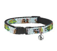 Scooby Doo Breakaway Cat Collar With Bell, Plastic Clip, Easy Adjustable, Scooby Doo Holiday Scenes and Icons Baby Blue, 8.5 to 12 Inches 0.5 Inch Wide