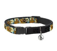 Scooby Doo Cat Collar, Breakaway Collar with Bell, Scooby Doo Scared Spider Web Poses Black, 8.5 to 12 Inches 0.5 Inch Wide