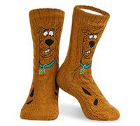 Scooby-Doo! Mens Slipper Socks, Knitted Fluffy Socks Fleece Lining Non Slip (Brown)