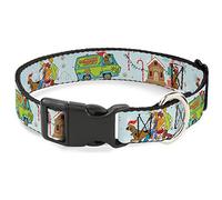 Scooby Doo Pet Collar, Dog Collar Plastic Buckle, Scooby Doo Holiday Scenes and Icons Baby Blue, 13 to 17 Inches 1.5 Inch Wide