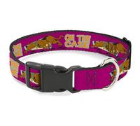 Scooby Doo Pet Collar, Dog Collar Plastic Buckle, Scooby Doo On the Case Sniffing Pose Pink, 13 to 17 Inches 1.5 Inch Wide