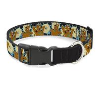 Scooby Doo Pet Collar, Dog Collar Plastic Buckle, Scooby Doo Scared Spider Web Poses Black, 20 to 31 Inches 1.5 Inch Wide