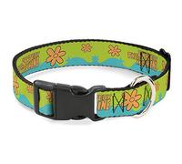 Scooby Doo Pet Collar, Dog Collar Plastic Buckle, Scooby Doo The Mystery Machine Paint Job Green Aqua Orange, 9.5 to 14.5 Inches 0.5 Inch Wide